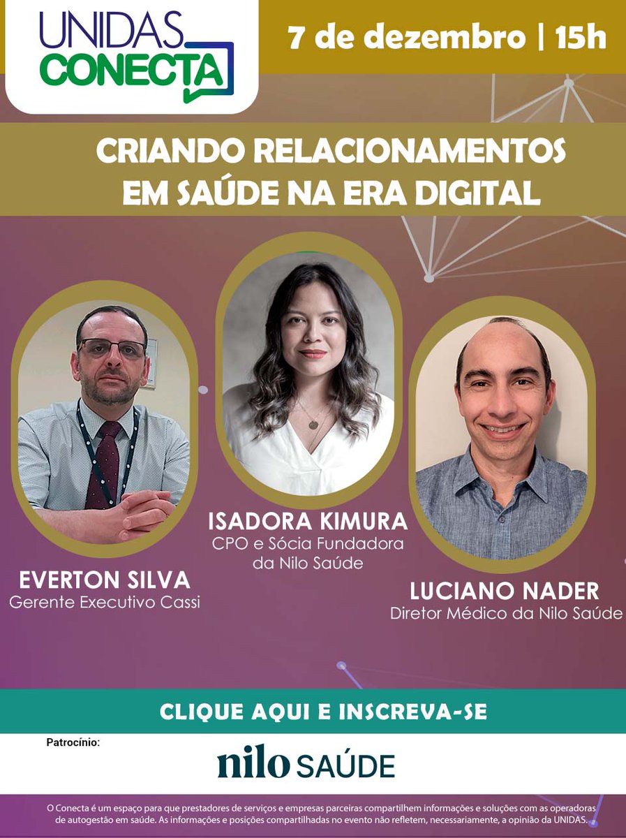 Para se inscrever: lnkd.in/gdcQcPZe

#gestaoemsaude #autogestão #saúdedigital