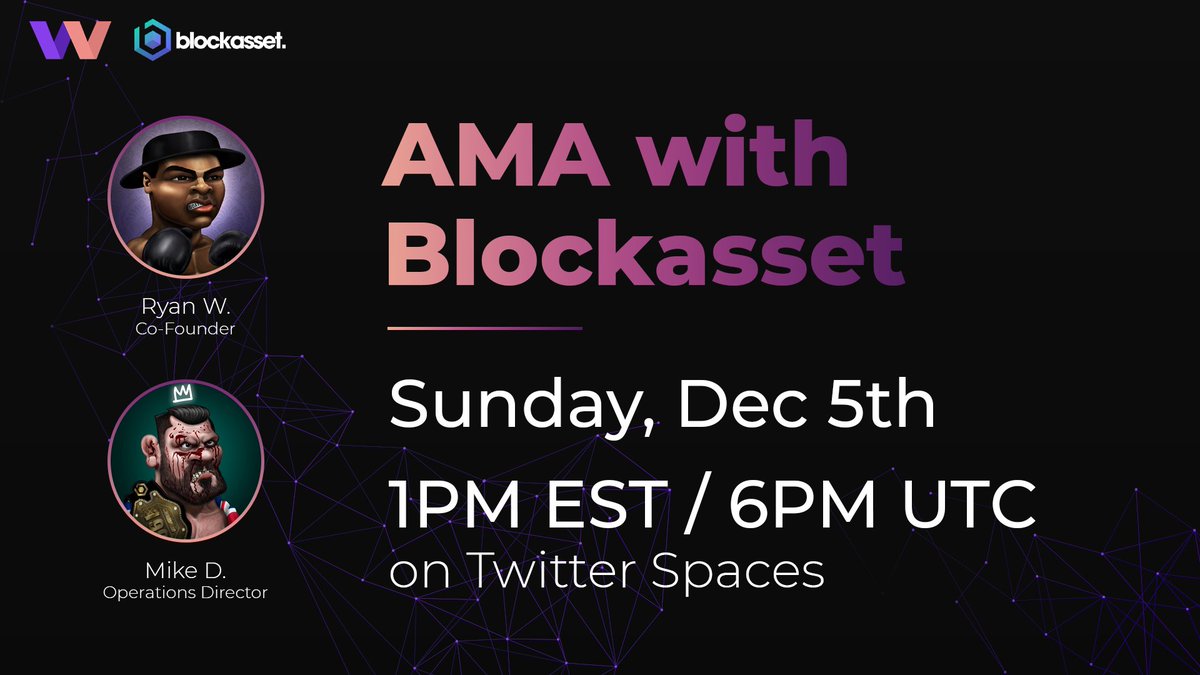 1/ We are thrilled to announce our upcoming #AMA with <a href="/Blockassetco/">Blockasset</a>, an athlete-verified #NFT platform, and ecosystem, connecting fans to their favorite athletes like never before!🔥

🗓️Sunday, Dec 5th
⏰1PM EST / 6 PM UTC
🏆 $1,000 in $BLOCK tokens + official <a href="/WayneRooney/">Wayne Rooney</a> #NFT