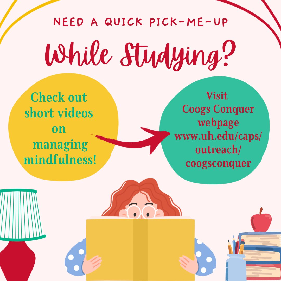 UH_caps's tweet photo. Mental health resources on demand to support your final stretch! #StressFreeFinals #Coping #MentalHealth #CapsCares #CoogsConquer https://t.co/d0LSOPI0Os