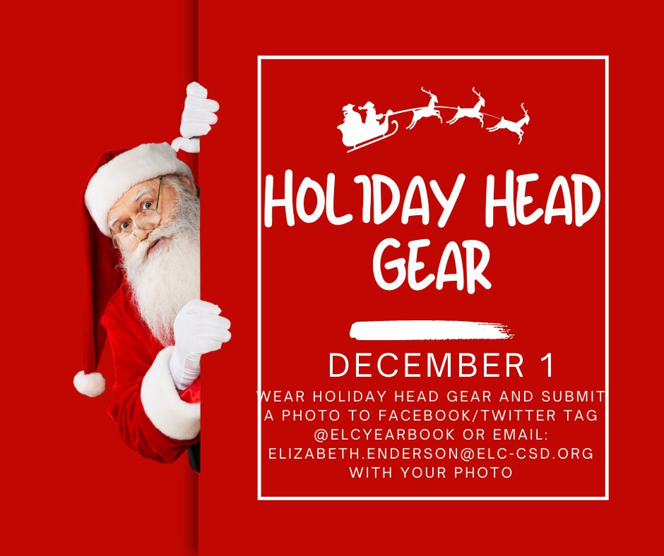 ELCYearbook's tweet photo. Pie in the Face Time of Year again!  
December 1: Holiday Head Gear https://t.co/YcS30yCAoz