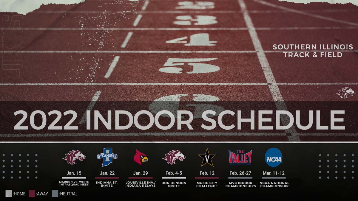 SIU_TrackXC's tweet photo. Mark your calendars! Indoor season is here.

🗒️: https://t.co/d9r1oic0LC

Check out our full indoor schedule ⤵️

#Salukis https://t.co/8IpJ59yBXE