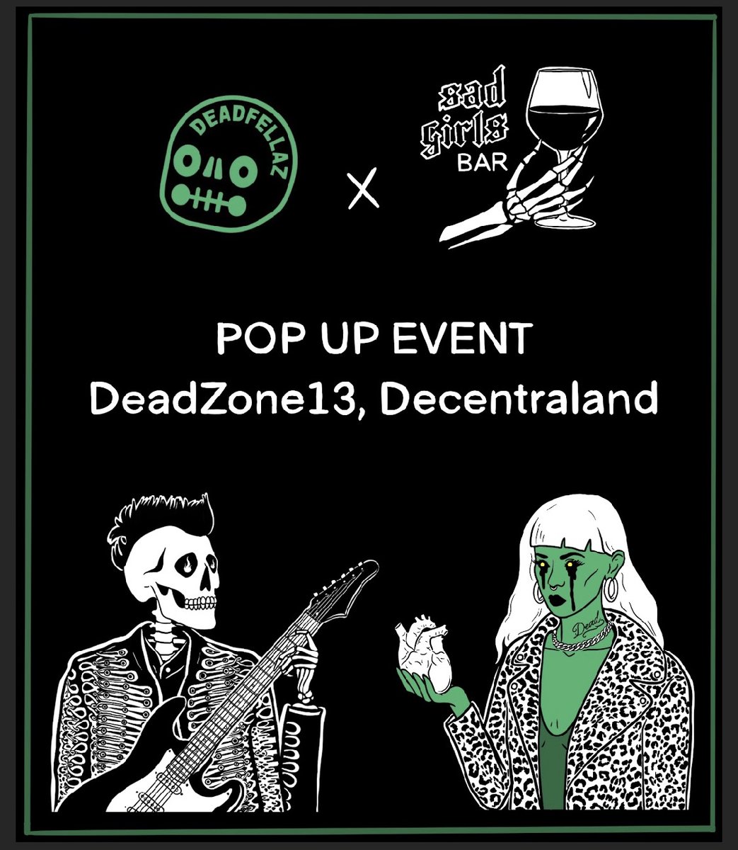 🖤 A new contest dropped ~ 
It’s a #music contest! 🎶🎉

<a href="/sad_girls_bar/">Sad Girls Bar</a> &amp; @Deadfellaznft are coming together at a DeadFellaz’ nightclub, in @Decentraland ! 

💥 We are looking for 2-3 musicians for this event!💥

For more details on how to enter ~
Check our Discord!