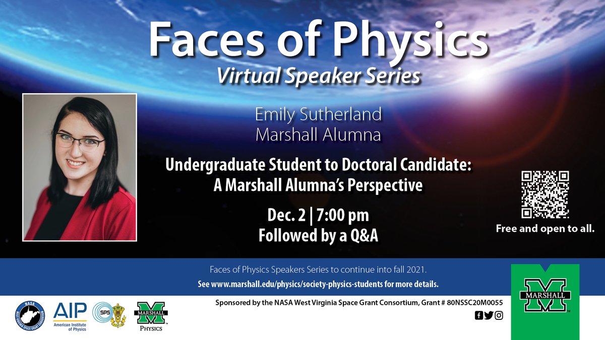 MarshallUCOS's tweet photo. Faces of Physics Presents: Undergraduate Student to Doctoral Candidate: A Marshall Alumna’s Perspective by Emily Sutherland (@esutherland0409).
December 2nd at 7pm Eastern Time. Watch live at the following link:
https://t.co/tcRtSLcyWf #MUPhysics https://t.co/u6RfMPIhxe