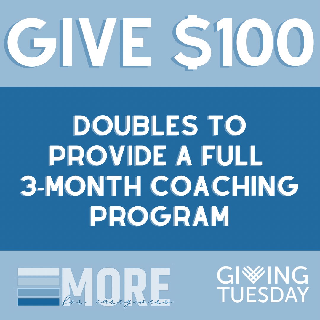 More4Caregivers's tweet photo. $100 doubles to provide a full 3-month coaching program to a caregiver. https://t.co/LEdbKDF4Ns