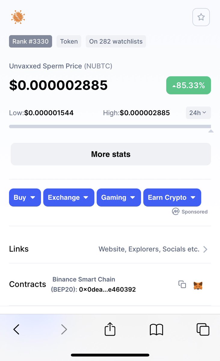 EricCryptoman's tweet photo. $NuBTC on #BSC just coinmarketcap listed and is sending. Holding all my bags, can only imagine this movement/meme grows from here. 

https://t.co/dg6mp1RTWp
https://t.co/IkRHELMd9i
@SpermBSC https://t.co/DXIMLeXyWq