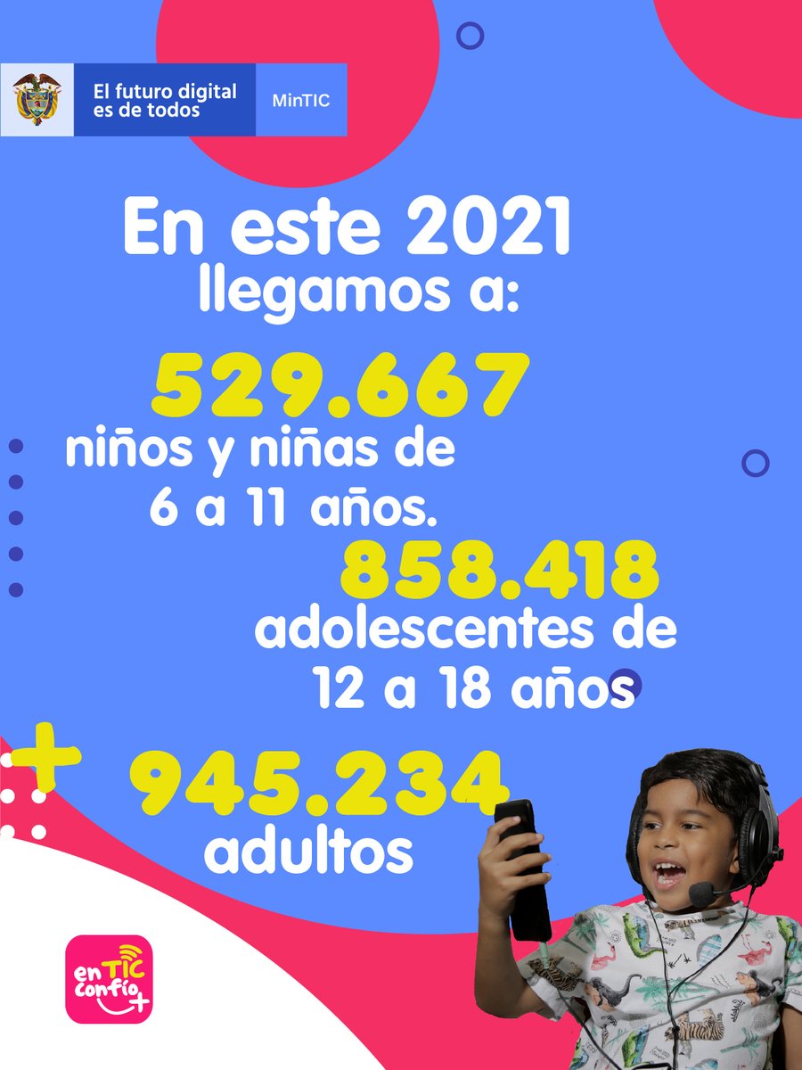 infopresidencia's tweet photo. Infinitas gracias 👐 a nuestros embajadores y formadores de cada departamento 🇨🇴 de Colombia, de la mano de ustedes llegamos a 2.352.877 personas que dijeron sí a la transformación📱 digital de @EnTICconfio. #EnTICconfíoBuenaventura

👉 https://t.co/Sms8024i0o https://t.co/Q2y654MLjZ