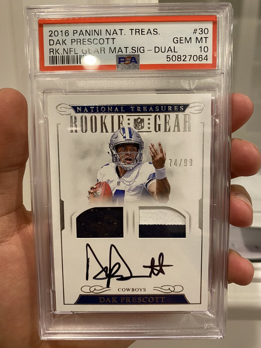 TJCardCollector's tweet photo. Dak Prescott National Treasures 
RPA /99 - PSA 10

$2,500 Shipped - RTs Preciated 👋🏻 https://t.co/Ptot02I1AN
