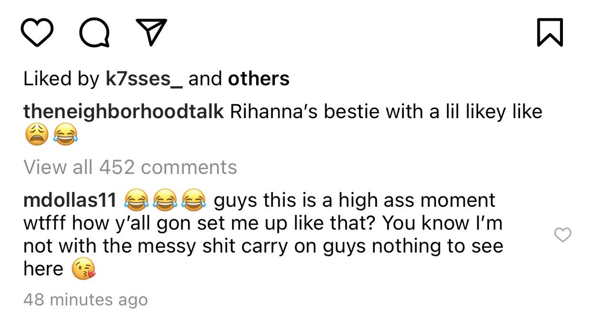 rihannaswrld's tweet photo. Melissa’s comment telling them off https://t.co/JukvyBuqzV