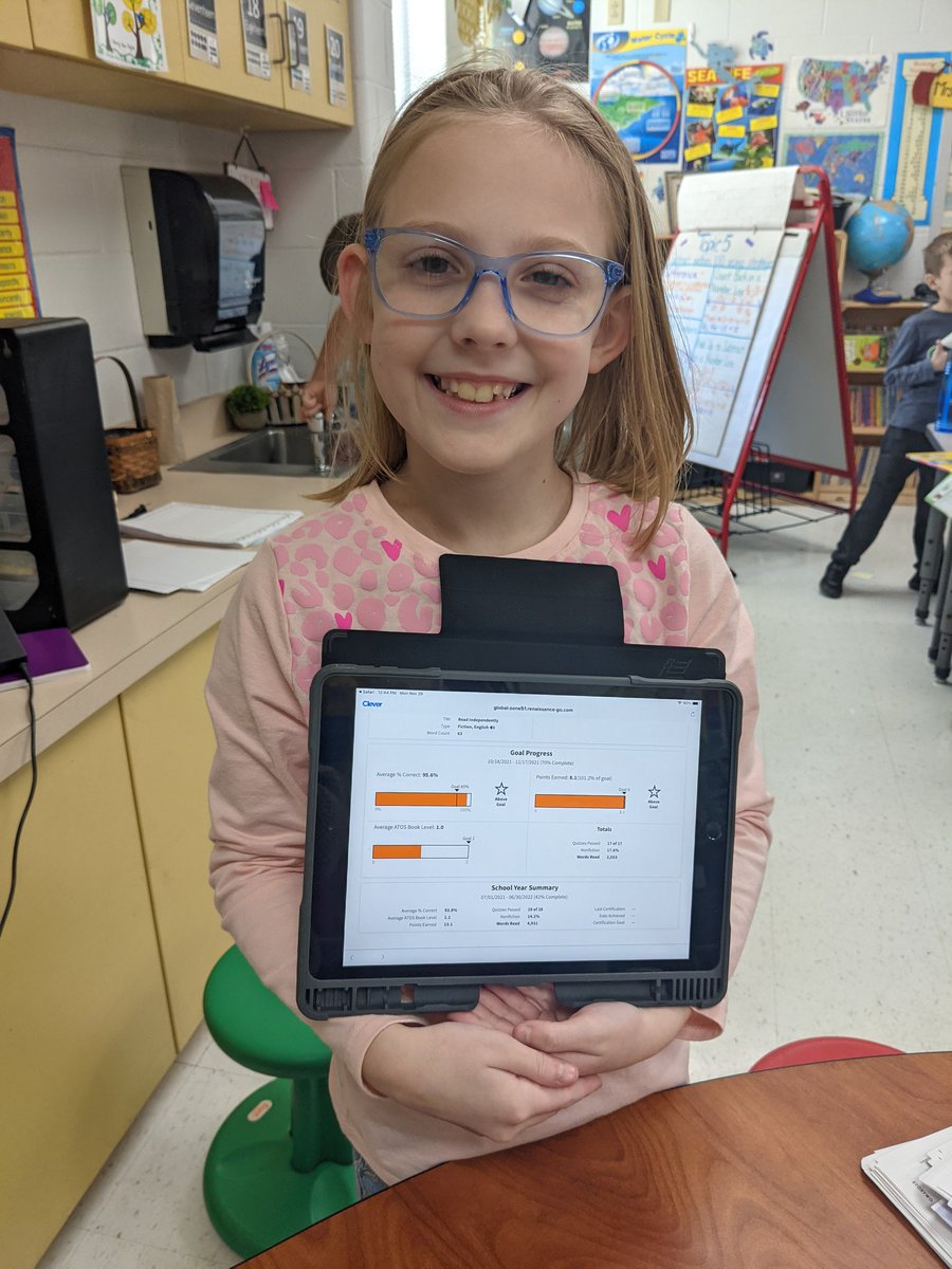 Shulermelisa2's tweet photo. First one to meet her AR goal for 2nd quarter! 🥳 #tweetingtuesday #gwcstrong @NSDCarver https://t.co/RnCgM4NNlG