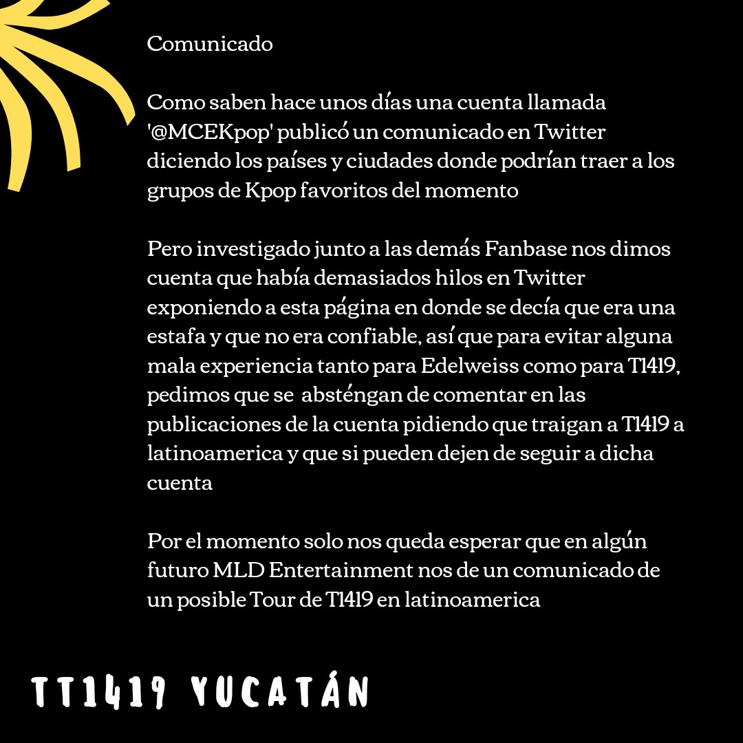 TFN_YCT's tweet photo. 🔴COMUNICADO🔴

Espero entiendan Edelweiss, realmente no queremos correr el riesgo de ser estafados.
De antemano pedimos una disculpa por haber comentado y compartido esa información, después de que nos enteramos de todo lo que había ocurrido y espero entiendan.
👇
T1419 YUCATÁN. https://t.co/Q9TuW96mHN