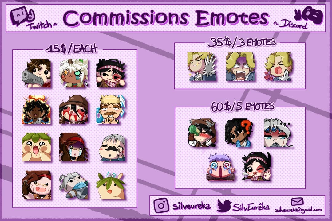 EurekaSilv's tweet photo. I am starting the emote commissions for Discord or even Twitch for those interested! 
You thus have the prices, examples of my work and the information to contact me !
See you soon ~ https://t.co/aRtoqSIpgX
