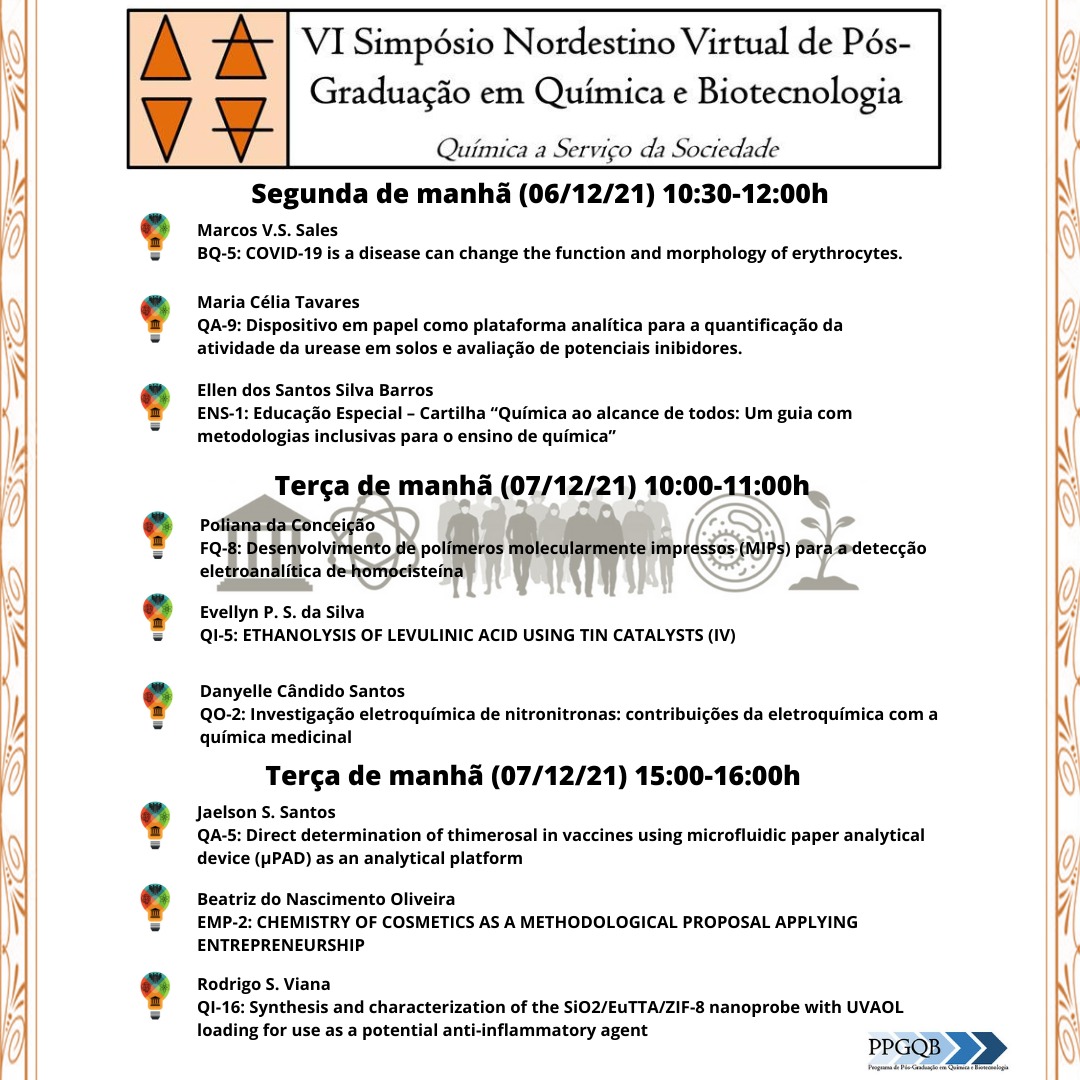 ppgqb_ufal's tweet photo. Trago novidades pra vocês!!

A ordem das apresentações orais foram definidas, olhem e se programem para prestigiar seus colegas (façam perguntas também) https://t.co/uped9Z0ulG