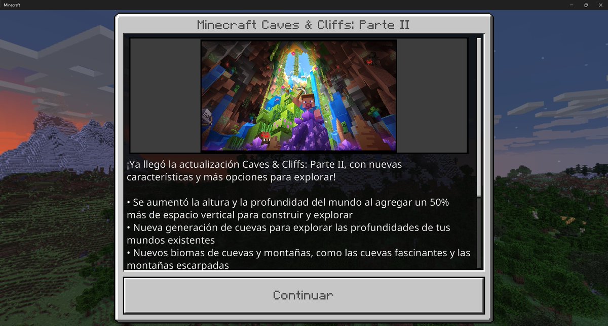 The_Wesker_'s tweet photo. Ya llegó la nueva actualización de #Minecraft #CavesAndCliffsPart2 https://t.co/kyEClU6dDM