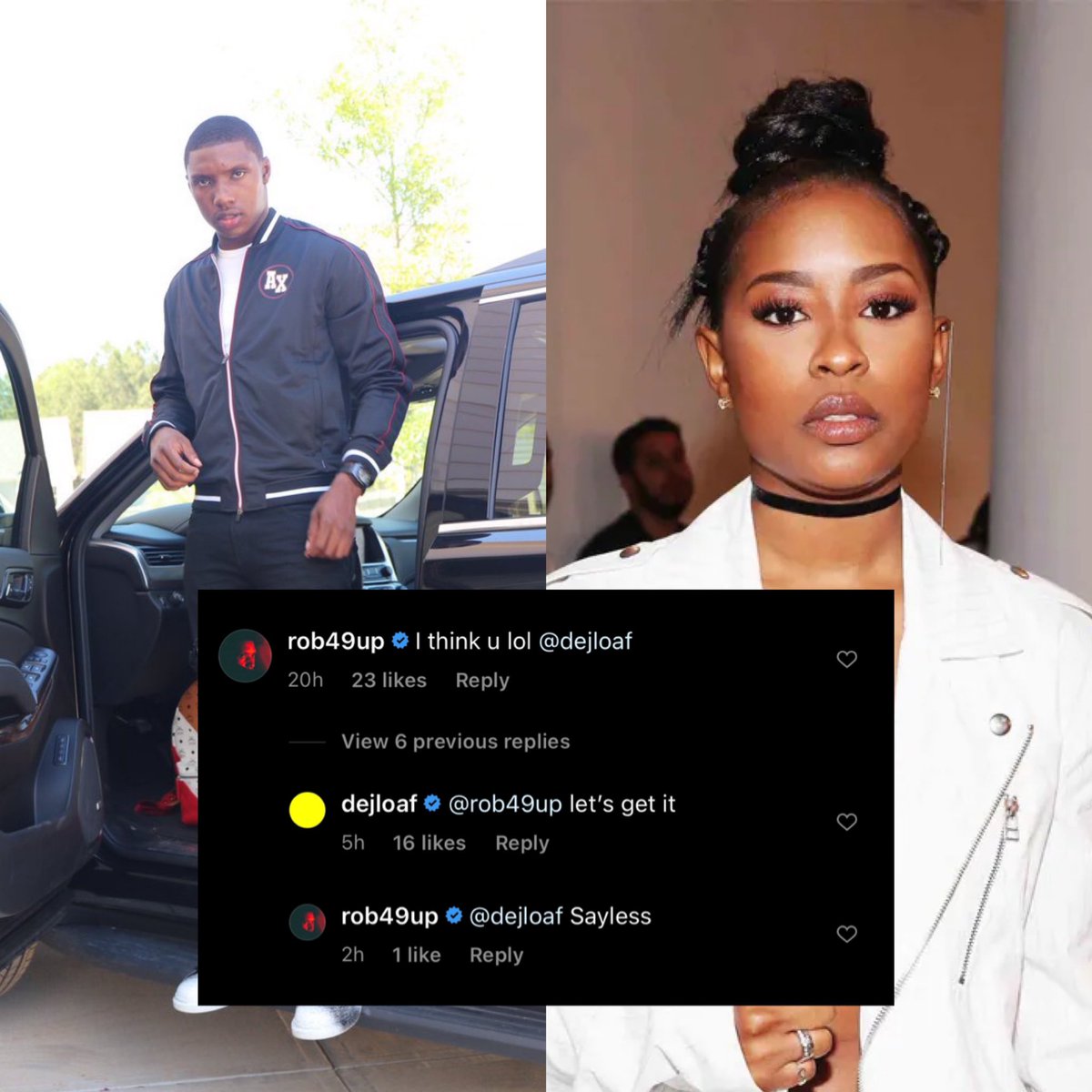 amillion_roses's tweet photo. New Orleans rising star Rob49 previewed a track on Instagram and asked who should he put on it. It’s looking like @DeJLoaf might be the featured artist 🤯!

[@rob49up] https://t.co/rPyzuxLmNz