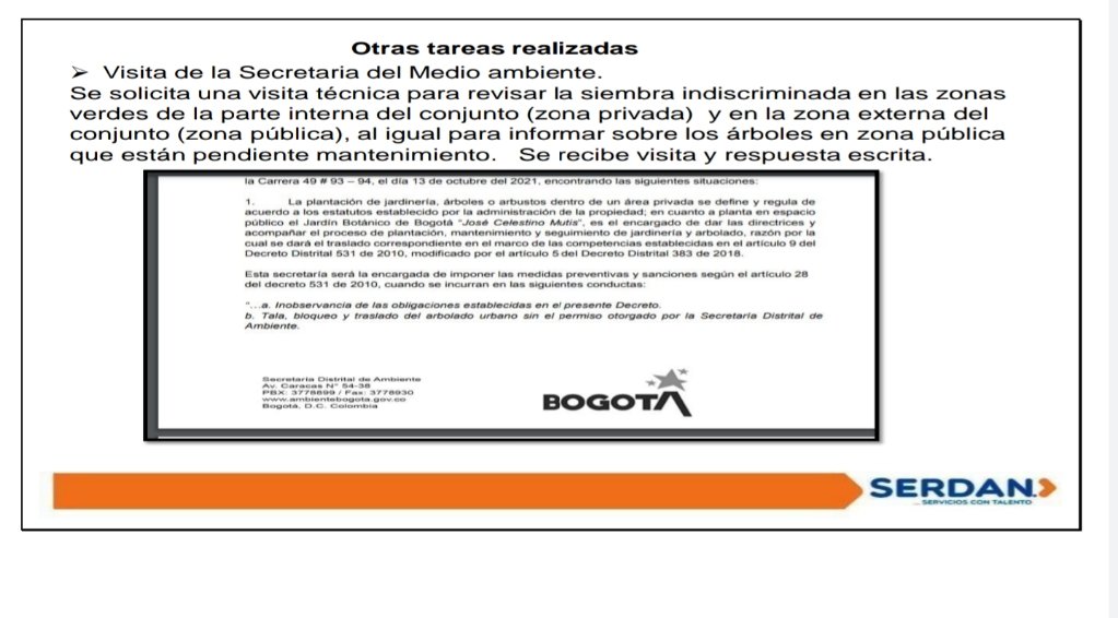 Rotednem's tweet photo. 1. @JBotanicoBogota @Ambientebogota  El conjunto El Vergel, y la admin Serdan, usan esta comunicación para amendrentar a la comunidad (que ha sembrado por su cuenta árboles), como represalia por las denuncias por corte y envenenamiento de los árboles sembrados por la comunidad. https://t.co/JhdIdY5KEd
