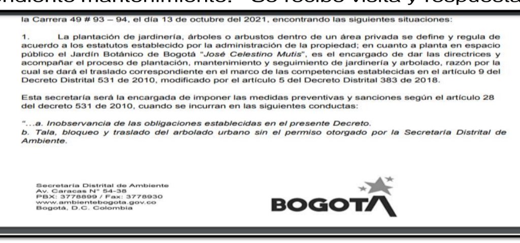 Rotednem's tweet photo. 1. @JBotanicoBogota @Ambientebogota  El conjunto El Vergel, y la admin Serdan, usan esta comunicación para amendrentar a la comunidad (que ha sembrado por su cuenta árboles), como represalia por las denuncias por corte y envenenamiento de los árboles sembrados por la comunidad. https://t.co/JhdIdY5KEd