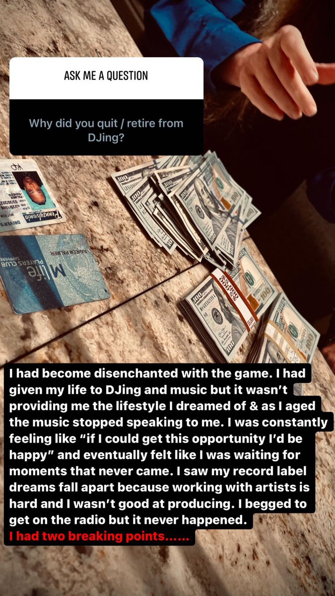 iamrahstradamus's tweet photo. My therapist wants me to DJ again just as a hobby bc she sees I'm creative &amp; it's the thing that kept me social &amp; constantly meeting new women. My lifestyle is more reclusive these days (which is probably good in a city with 503 murders) but these are the reasons I left the game https://t.co/BEzgPqU6Yi