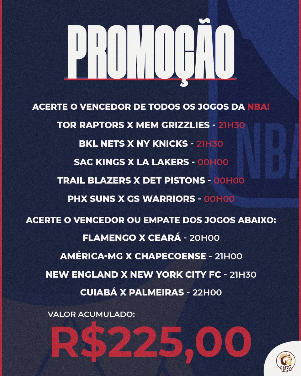 CaipiraTips's tweet photo. ⚽️🏀Promoção🏀⚽️

Regras:
-Não tendo acerto, vamos acumular +R$25,00
-Faremos a promoção todos os dias
- 1 palpite por pessoa
-Mais de 1 ganhador, vamos pro sorteio
-  Deixar o❤️,🔁e seguir aqui!
 Boa sorte! https://t.co/MzuDZbInmT