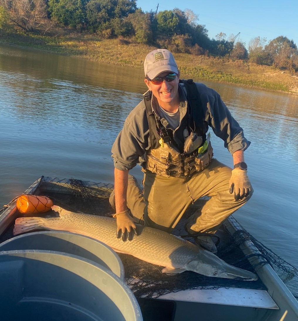 bigtrain38's tweet photo. Tagging Trinity River Alligator Gar for short term movement and longer term mark/recapture study.  First fish of the day was recapture of one we tagged in September. https://t.co/ZfrKoECbru
