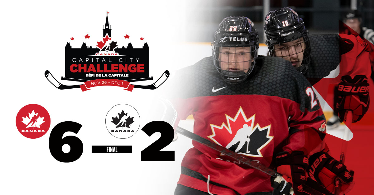 GAME OVER | 🇨🇦🔴 have booked its ticket to the #CapitalCityChallenge final! It will face the winner of 🇨🇦⚫ 🆚 🇨🇦's National Women's Team tonight at 7 p.m. ET/ 4 p.m. PT.

📊 hc.hockey/CCCStats7
💻  hc.hockey/CCCBlog7

#CapitalCityChallenge | #OurGameIsBack