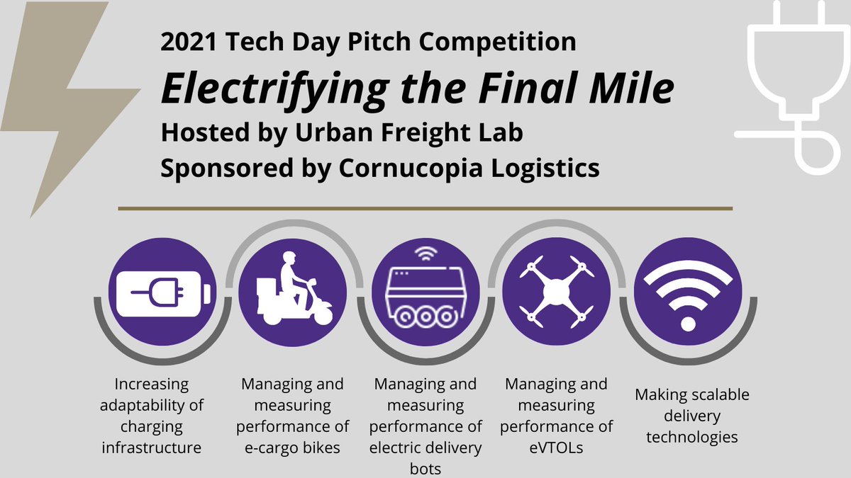 Pleased to announce the 4 semi-finalists for our #TechDay21 pitch competition on Electrifying the Final Mile: @FlexiModal, <a href="/kuhmute/">KUHMUTE</a>, <a href="/re/">Re</a>:charge-e, <a href="/Scootility/">Scootility</a>.

Looking forward to hearing more about their innovative solutions to improve sustainability:
lnkd.in/gx86NrGs