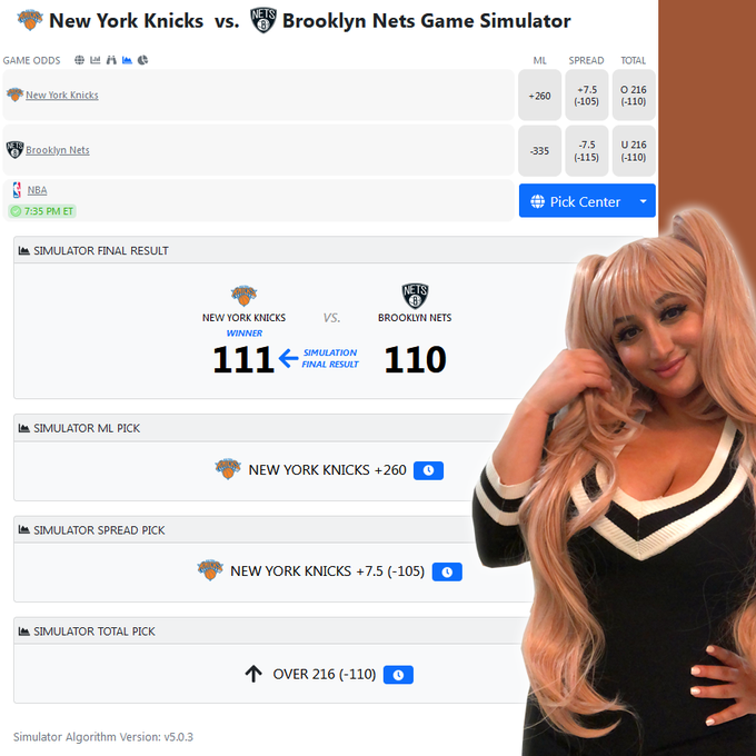 Somewhat shocking result in the CapperTek Game Simulation for the Knicks at Nets NBA matchup tonight<a href="/tag/freepicks"class="tags"><span>#freepicks</span></a><a href="/tag/cashingtickets"class="tags"><span>#cashingtickets</span></a>
