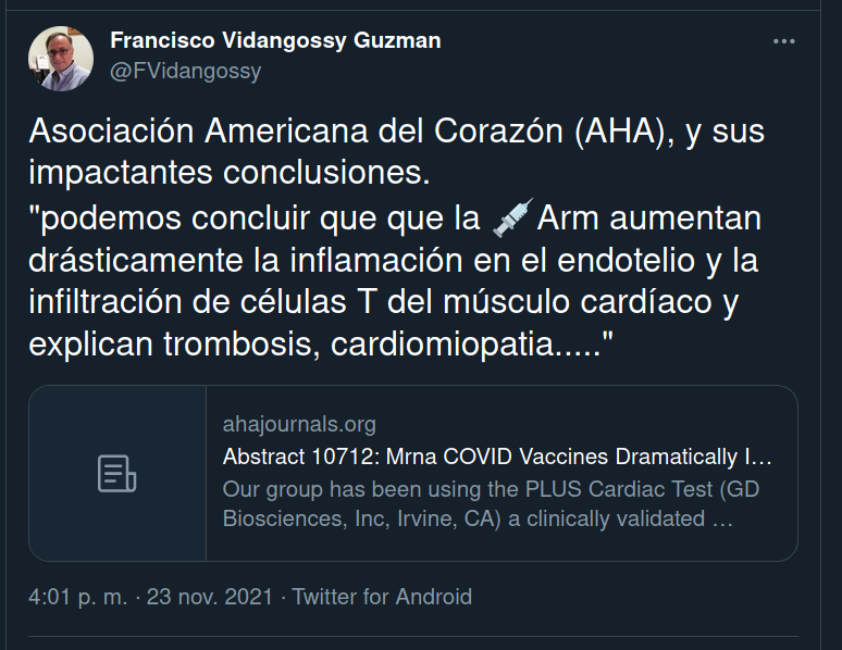 Grompf3's tweet photo. ¿ Habéis visto esto ?
¡ Coño ! ¡ Qué miedo !
Las vacunas de Pfizer y Moderna aumentan de modo "dramático" el riesgo de ataque de corazón.

Esto parece de lo más serio.
Miremos...

1/23 https://t.co/BvwP5vAQqQ