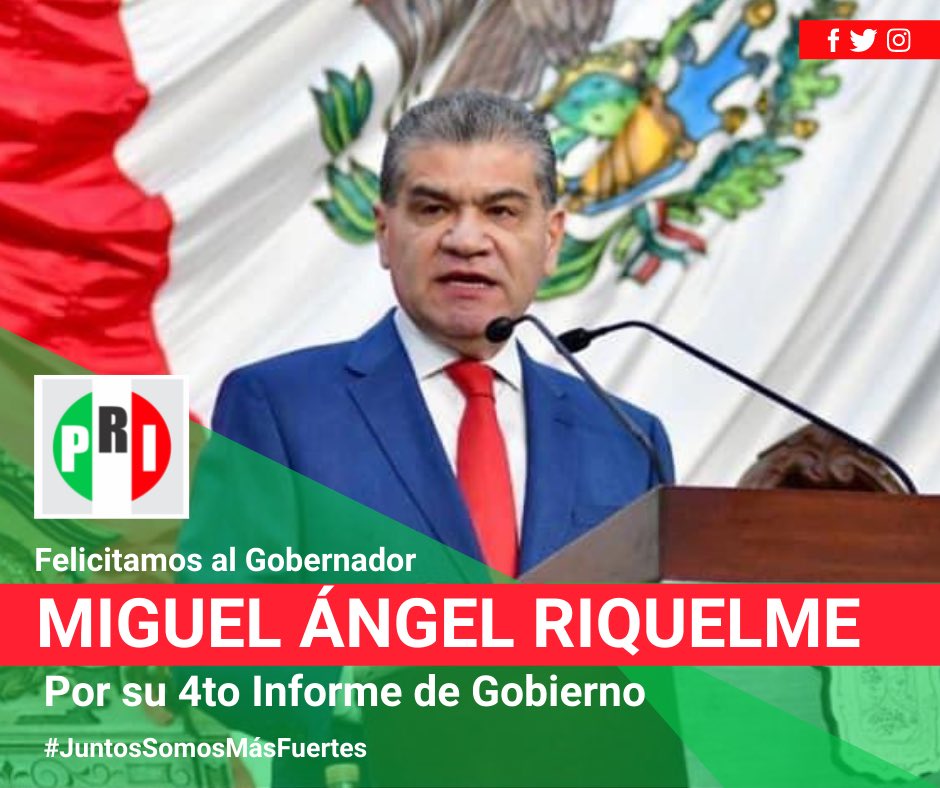 CMPRIMatamoros's tweet photo. Nuestro reconocimiento y felicitación al Sr. Gobernador @mrikelme por el 4to Informe de su Gobierno.

#ConFortalezaYVoluntad 
#FuerteCoahuilaEs
#CuartoInforme
#MiguelRiquelme https://t.co/GzYZhPBrWB