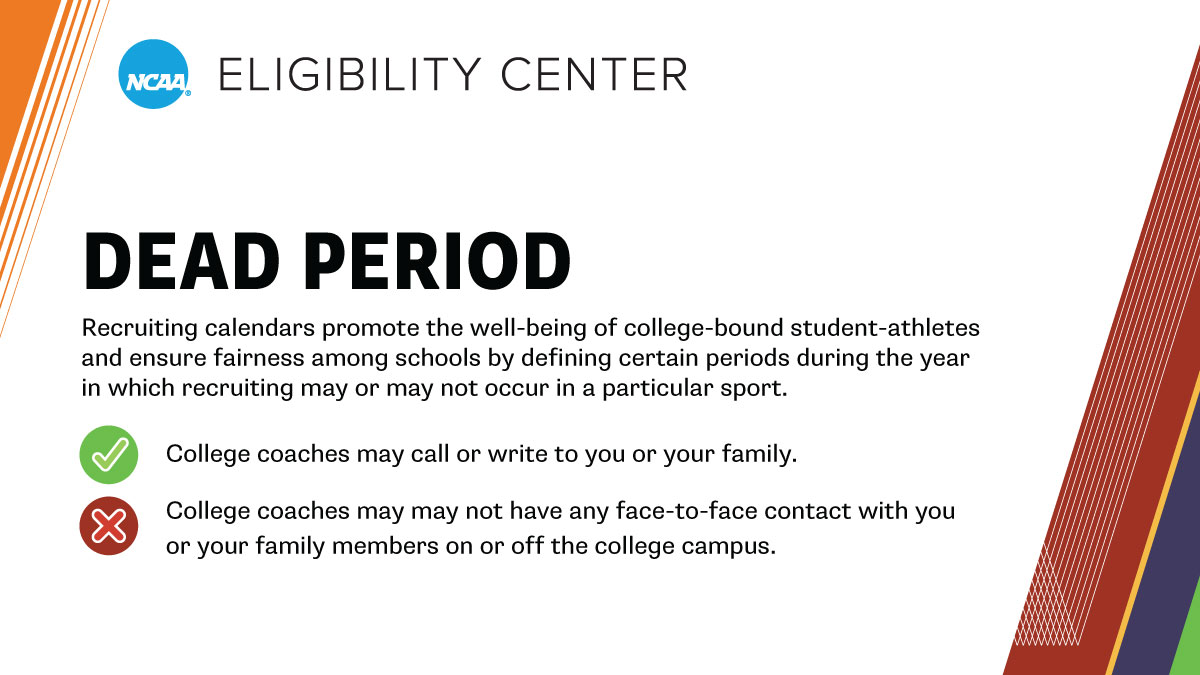 Is your sport in a dead period? View the <a href="/NCAA/">NCAA</a> recruiting calendars to learn what times of the year college coaches may not have any face-to-face contact with you or your family members.

➡️ on.ncaa.com/RecruitCal