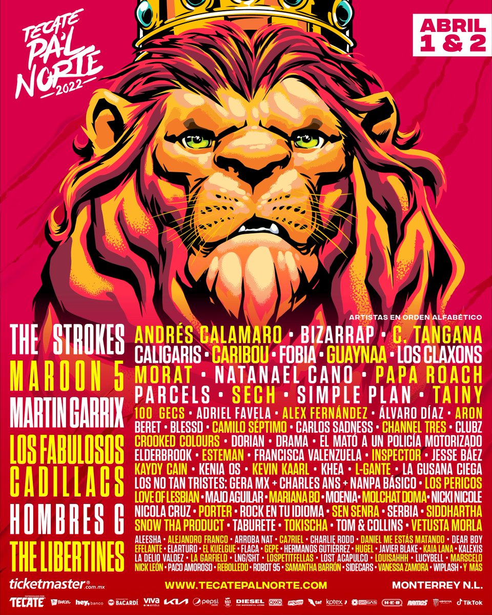 #Tendencia 
Se revela el #lineup para #PalNorte2022 contando como headliners a The Strokes, Maroon 5, Martin Garrix, Hombres G, The Libertines y Los Fabulosos Cadillacs.

¿Quisieras ganarte un boleto para ver a tu artista favorito de parte de #gowin? Comenta ⬇️⬇️