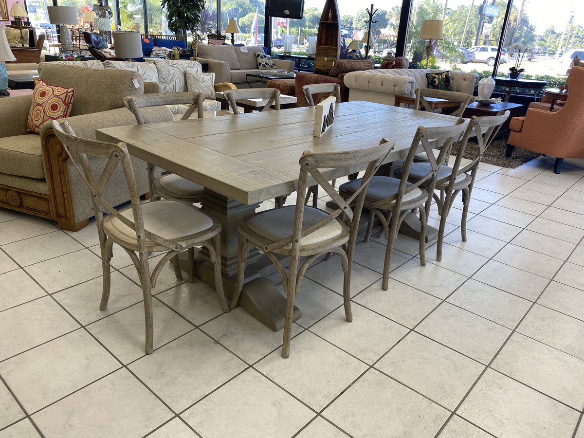 whitfieldex's tweet image. Restoration Hardware extension trestle table with 8 chairs $2995 #trestle #trestletable #tablesetting
