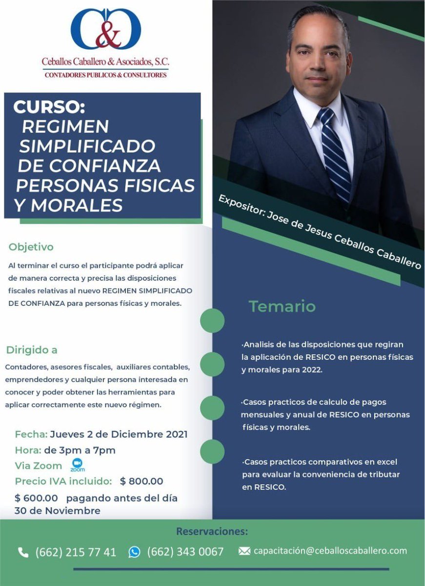 jjceballos's tweet photo. Curso RESICO jueves 2 dic vía zoom https://t.co/4Bl1rSVh6H
