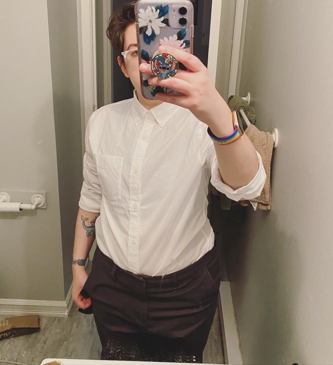 So yeah I’m getting the married on Saturday! Sporting this with suspenders obviously 👌💕 #queerwedding #queer #nonbinary 🏳️‍⚧️🏳️‍🌈
