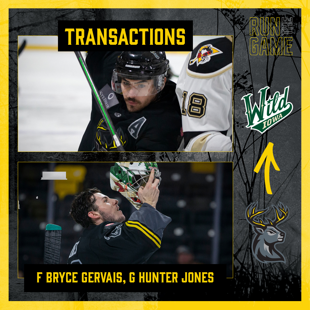 GoHeartlanders's tweet photo. ↕️ Roster Moves ↕️

👉 Forward Bryce Gervais recalled to Iowa Wild
👉 Goalie Hunter Jones recalled to Iowa Wild from Heartlanders by Minnesota
👉 Defenseman Adrien Beraldo returned from loan to Iowa Wild https://t.co/PEq3jpz1vS