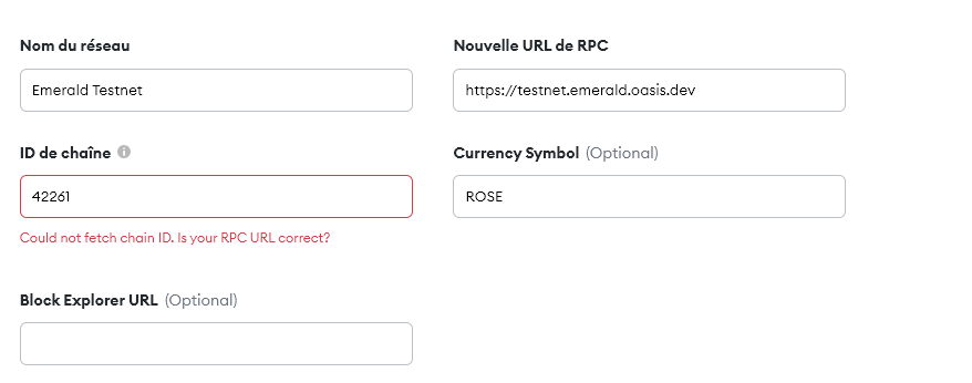 Aymery_S_dej's tweet photo. @Yuzu_Swap impossible to add emeral testnet on MM: https://t.co/3FKFsbovtI