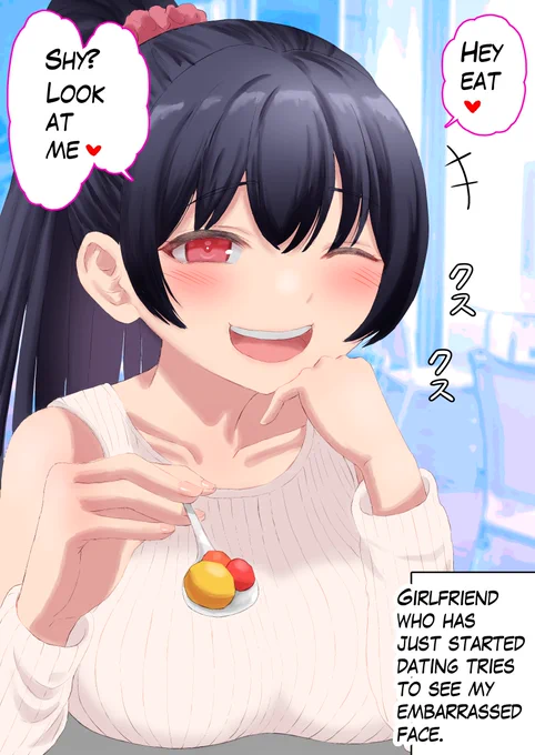 She tries to see my embarrassed face, so... 