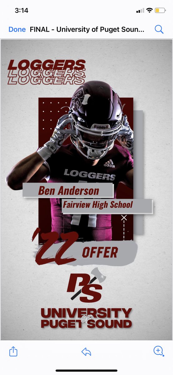 After another great call with coach Carskie I’m excited to say I have received an offer from the university of Puget Sound in Tacoma Washington! 
<a href="/CoachCarskie/">David Carskie 🪓</a> <a href="/FairviewAD/">FHS Athletics</a>