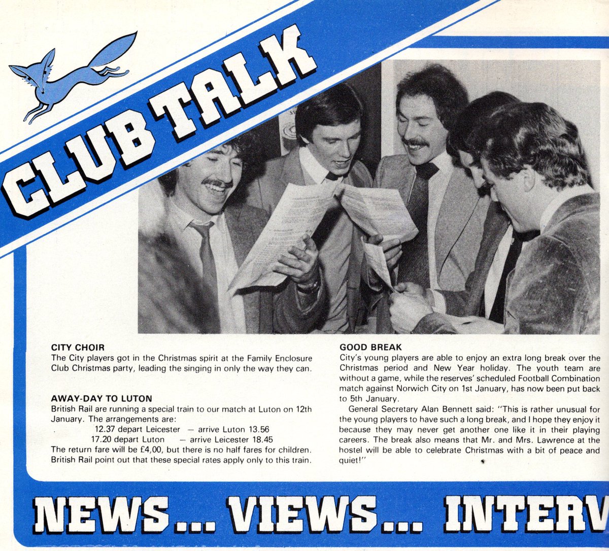 LCFCprogs's tweet image. #LCFCAdvent 🦊 Day 20
Christmas 1979: #BobbySmith, #JohnONeill, #MarkWallington, #PatByrne and #DennisRofe getting into the swing of the Family Enclosure's Christmas party...
#LCFC