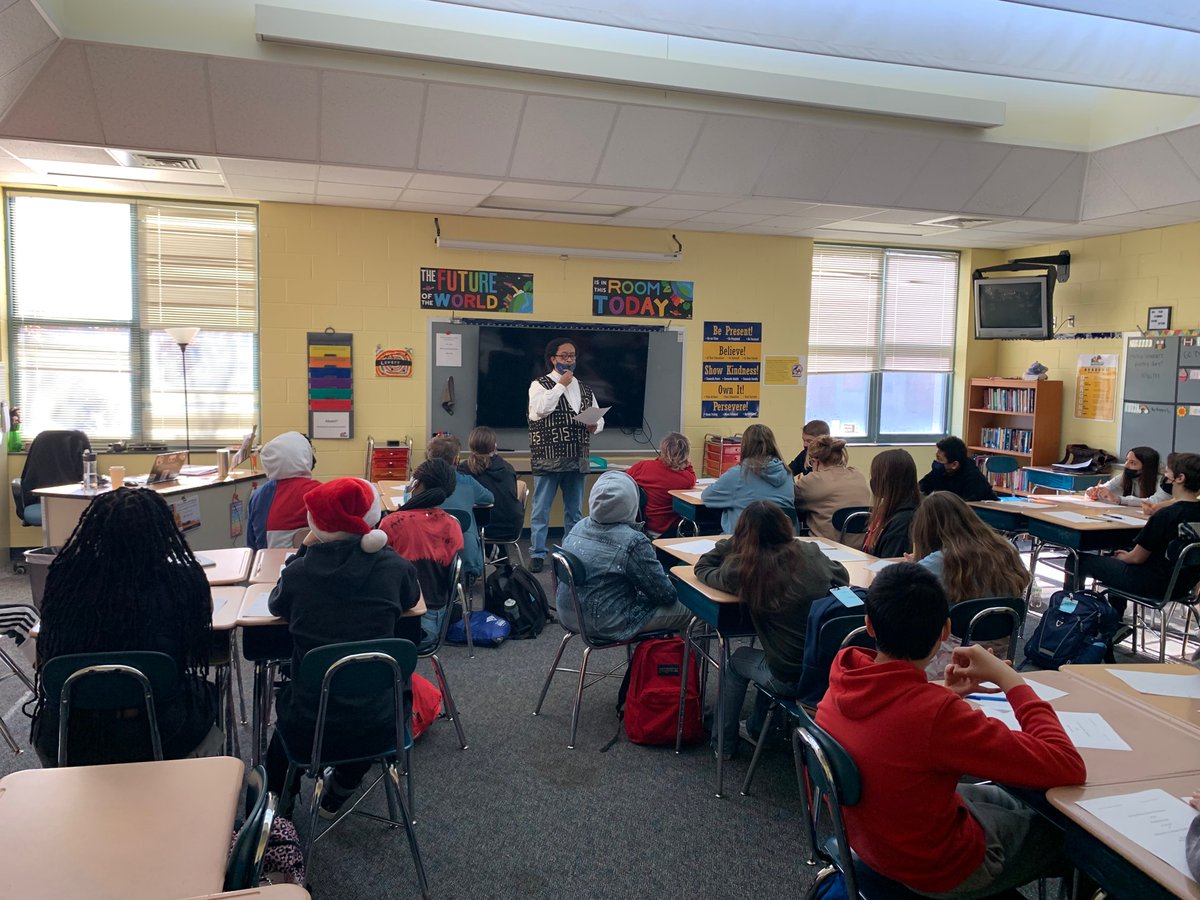mslevert's tweet photo. Seventh grade dragons lovin’ the poetry workshop with Mr. Phillip Shabazz today! 🐉💙💚💛 https://t.co/OB9SLeQh6x