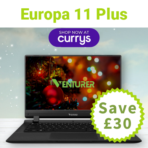 Great news! The Venturer Europa 11 Plus is £30 off throughout the whole of December at <a href="/Currys/">Currys</a>😍: bit.ly/3noSIbo

Christmas #laptop #Currys #Venturer #Europa11plus