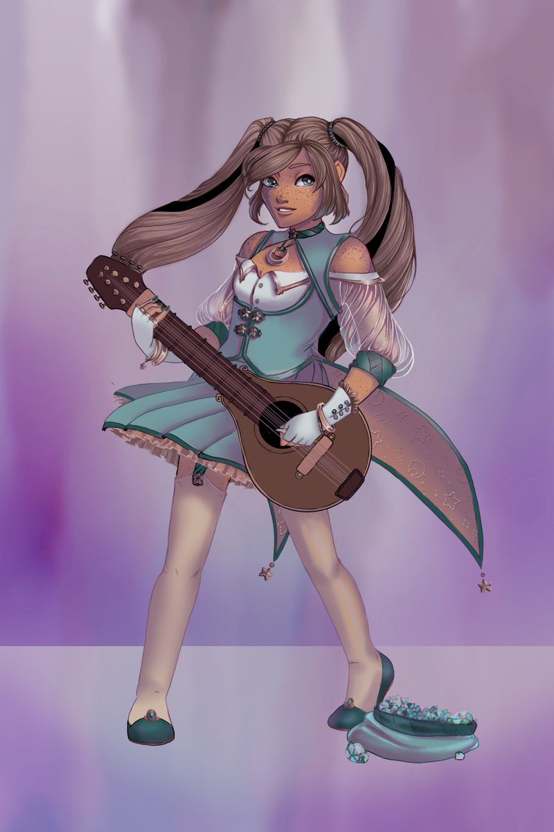 banahdraws's tweet photo. I can share this now!! @DesiDrawsStuff 's #originalcharacter Bella, rocking out on a mandolin. That's how she rolls. #tabletopgames #tabletopOC https://t.co/XJMtKnaMpu
