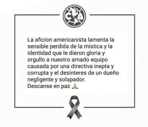 LuisErnestoP95's tweet photo. Descansa en Paz Club America. 🤝🥲 #FueraBanos https://t.co/9adVewPCcz