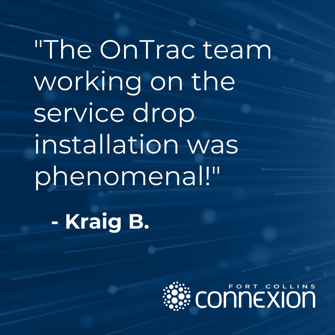 FoCoConnexion's tweet photo. "The OnTrac, Inc. team working on the service drop installation was phenomenal and worked to meet the needs of my home installation!" - Kraig B.
๐ We are thankful for our installers and the wonderful work they do!
#ItsALoveConnexion #FiberInternet #FoCoGigCity #FiberForAll https://t.co/r7buBaQG6n