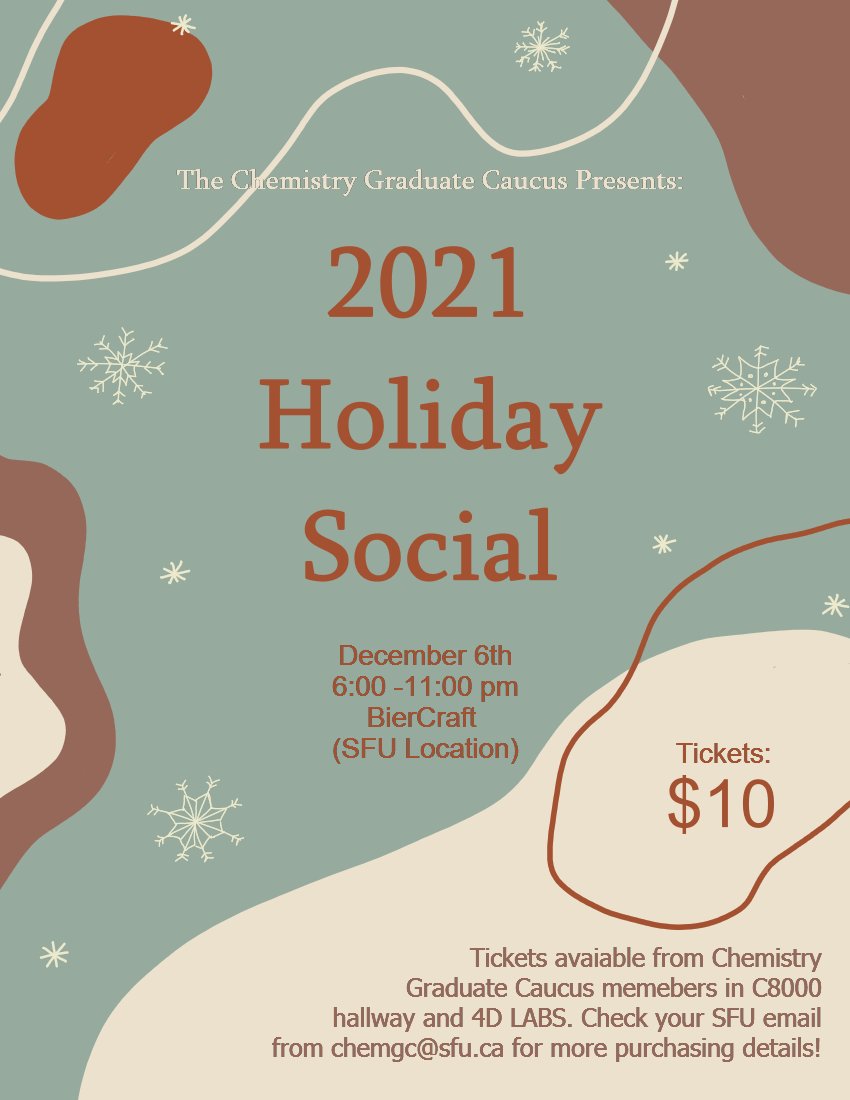 Join us for our upcoming Holiday Social next Monday, December 6 beginning at 6:00 pm at Biercraft Cornerstone location on campus. Tickets are $10 each and must be purchased by this Friday at the latest. Hope to see you all there!