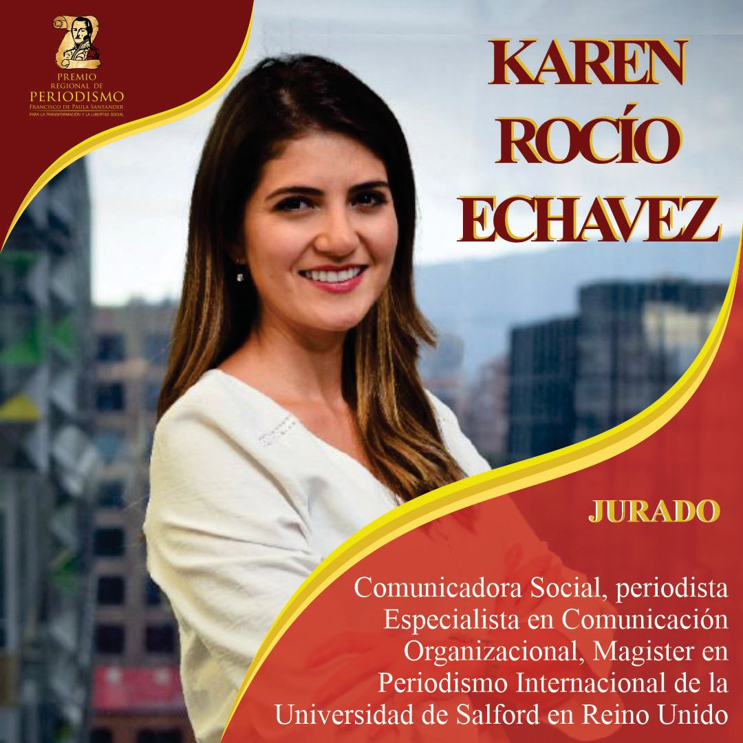 PremioRegional's tweet photo. Ella es Comunicadora Social y Periodista.
Especialista en Comunicación Organizacional.
Karen Roció Echavez, Magister en Periodismo Internacional de la Universidad de Salford en Reino Unido

#premioregionaldeperiodismo2021
#Periodismo
#UFPSO
#Ocaña 
#nortedesantanderysantander https://t.co/fk92YxF9HD