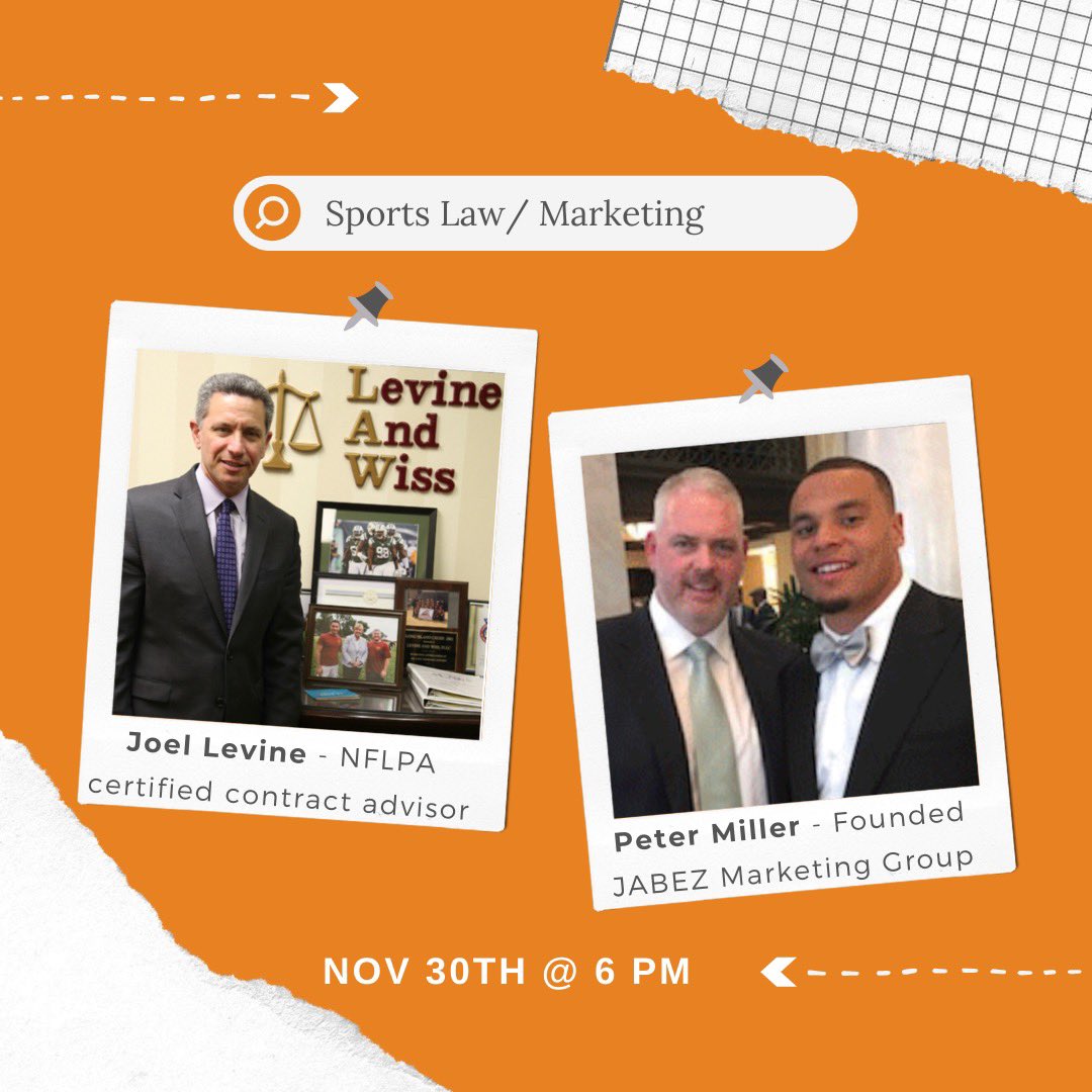 texassmc's tweet photo. We are so excited to end off our semester with two amazing guest speakers! Tonight at 6 PM we will be having Joel Levine and Peter Miller discuss sport agency and marketing, including Dak Prescott’s recent agreement with the Jordan Brand. Can’t wait to see you all on zoom! https://t.co/QvpWGQmopD