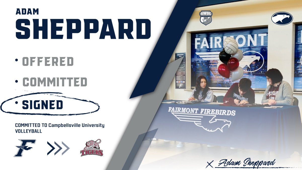 FHSAthletics1's tweet photo. Congratulations Adam Sheppard on signing today to play Volleyball at @CvilleTigersVB!
Your fellow Firebirds are proud of your accomplishments and are excited to have one more season wearing Navy and Silver with you.
#WeAreFirebirds #BuiltInKettering https://t.co/vR5azEPQsP