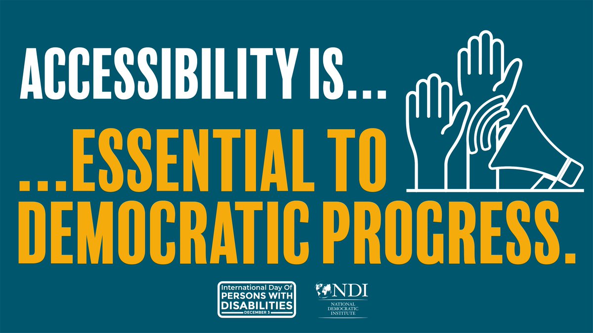 NDI's tweet photo. 📣#AccessibilityIs essential for #AccessibleDemocracy and ensuring the meaningful inclusion of persons with disabilities so that we #LeaveNoOneBehind.
#IDPD2021 #EveryoneIncluded #CRPD https://t.co/FfUkob2wI0