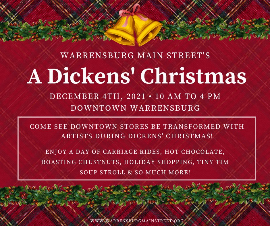 WBurgMainStreet's tweet photo. Looking for plans this weekend? Join us for Dickens' Christmas in Downtown Warrensburg December 4th 10am - 4pm https://t.co/x423Oe1P3X