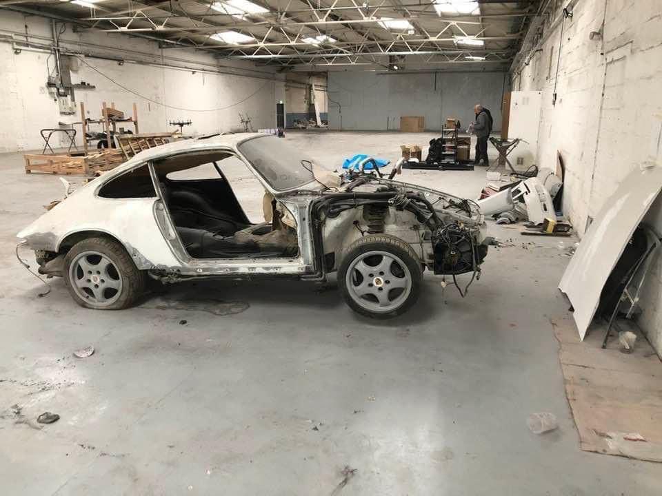 joannafbenz's tweet photo. Is anybody in Wales, UK wondering how the progress is going on their 964 C2?

Site being cleared, bodyshop has gone bust. 

Would be wonderful to return this car to its rightful owner. https://t.co/ZzYFGYZBaK